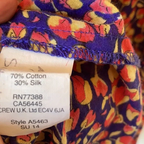 RARE J. Crew Liberty of London Eliza silk blend popover blouse - Picture 3 of 3